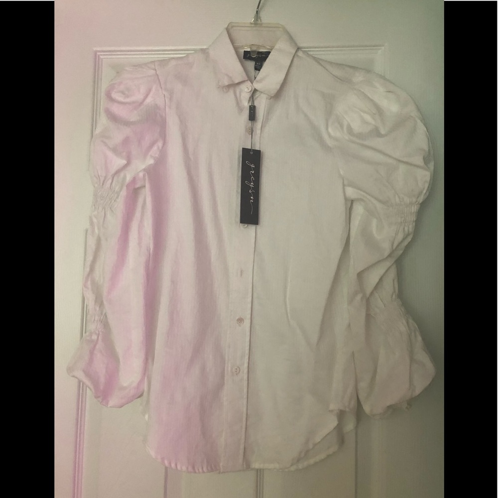 NEW  white button down blouse sz XS